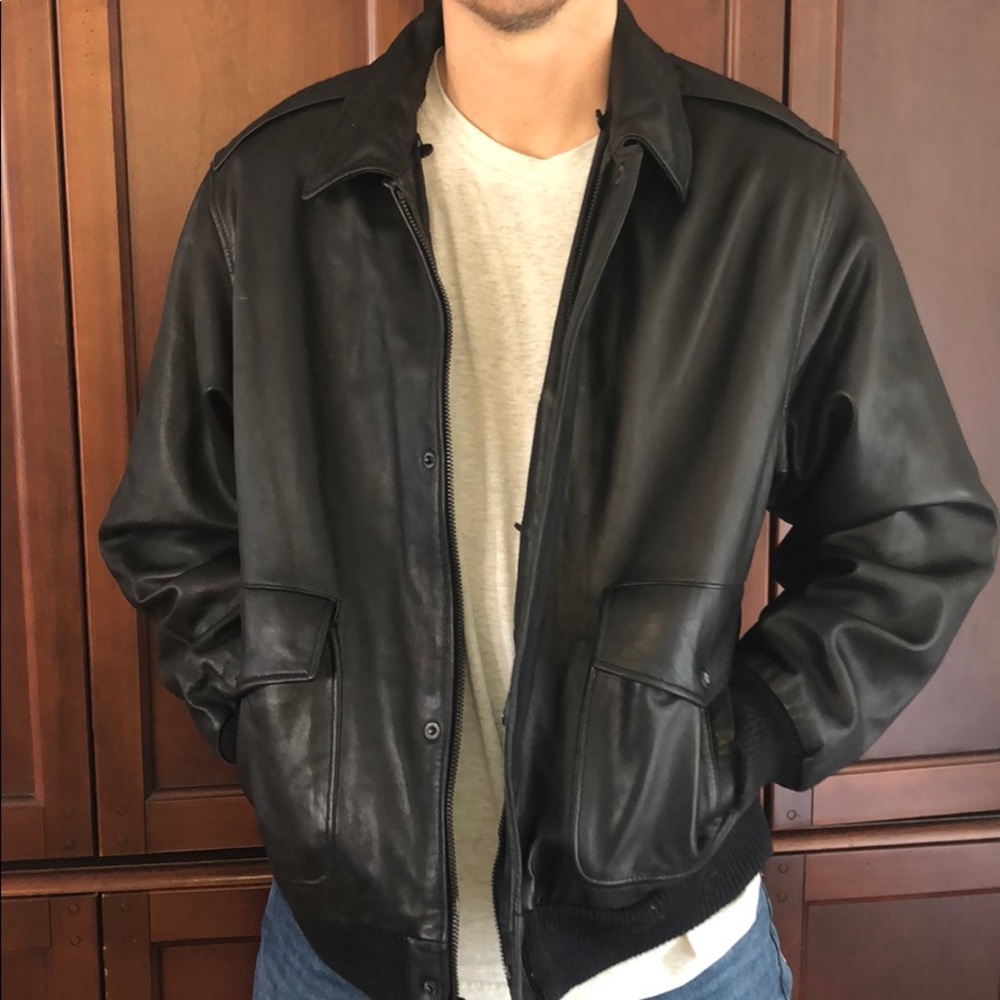 Calvin Klein Vintage Leather Bomber Jacket